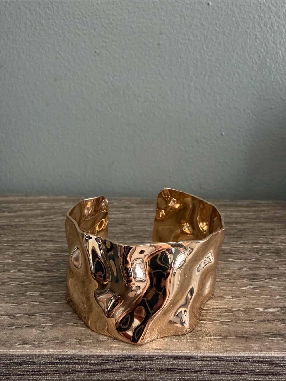 Gold Sculpted Cuff Bracelet - Elegant Women's Jewelry